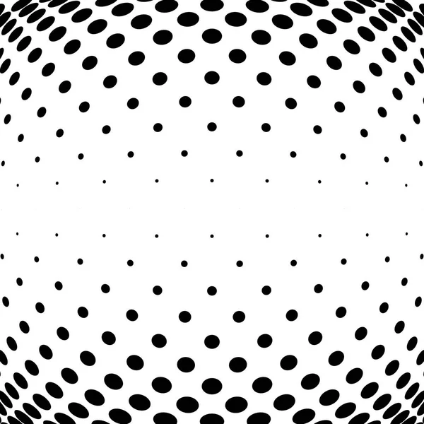 ハーフトーンドット 円のパターン オーブ またはグローブの歪みの斑点 拡散放射状 放射バルジ 膨張ワープ ポルカドット膨張デザイン 抽象的な円円形幾何学的パターン — ストックベクタ