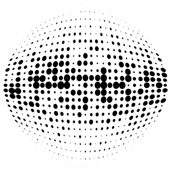 Puntini Mezzitoni Punteggiato Cerchi Modello Macchie Distorsione Sfera Sfera Globo — Vettoriale Stock