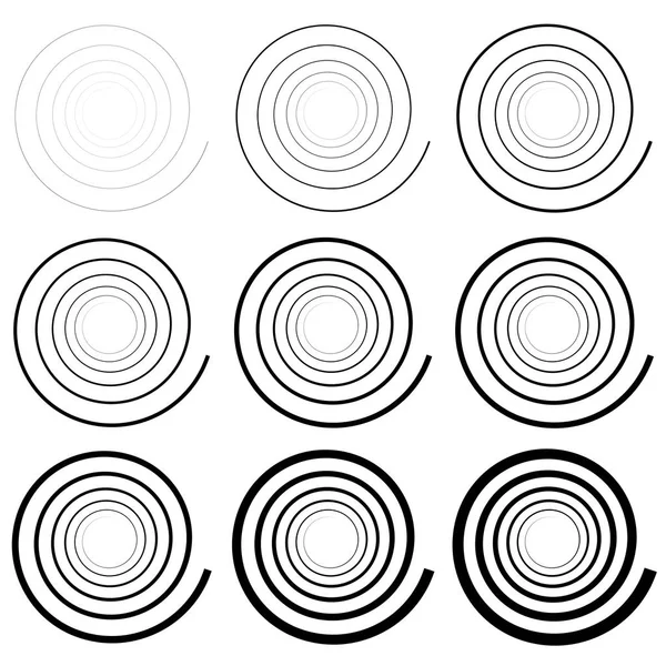 Espial Abstrato Torção Rodar Radial Girar Curvilíneo Linhas Onduladas Elemento —  Vetores de Stock