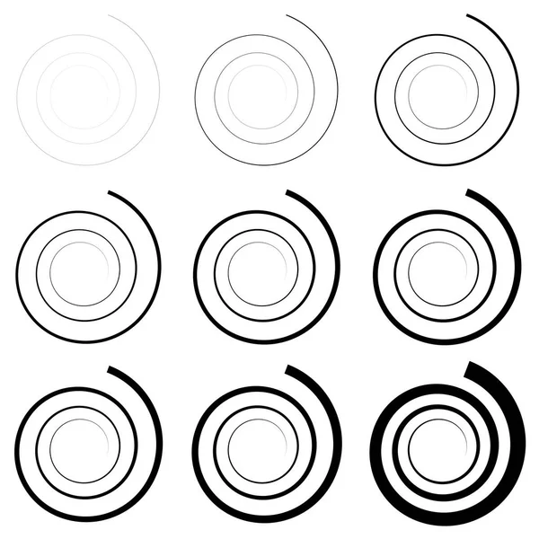 Abstrakte Spirale Drehung Radiale Wirbel Wirbel Kurvige Wellige Linien Element — Stockvektor