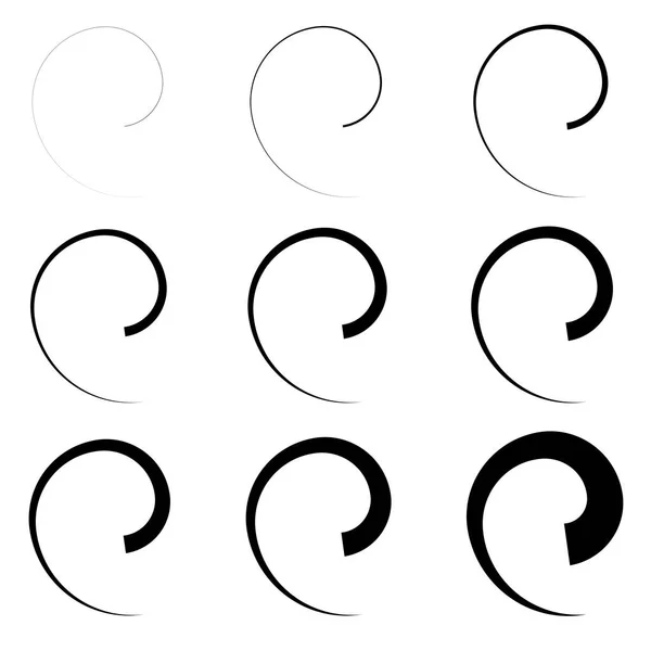 Abstract Spiral Twist Radial Swirl Twirl Curvy Wavy Lines Element — Stock Vector