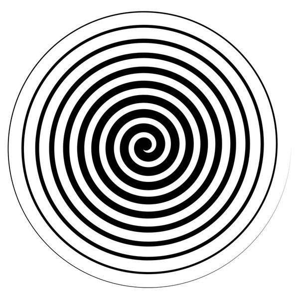 Abstract spiral, twist. Radial swirl, twirl curvy, wavy lines element. Circular, concentric loop pattern. Revolve, whirl design. Whirlwind, whirlpool illustration