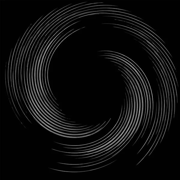 详细的旋转 螺旋元素 漩涡效果 旋转爆裂线 旋风径向辐条 旋转抽象形状 — 图库矢量图片