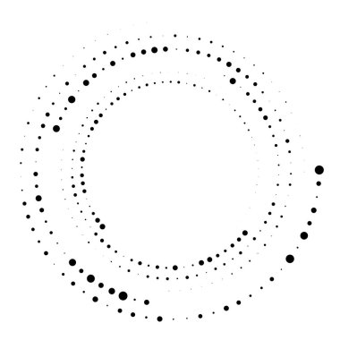 Rastgele noktalı, nokta, yarı ton benekler eşmerkezli daire. Spiral, girdap, girdap elementi. Dairesel ve radyal çizgiler volute, sarlis. Döndürme ile bölümlenmiş daire. Yay yayı yayı. Koklear, girdap illüstrasyon