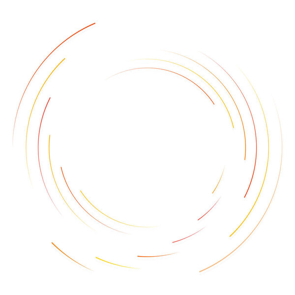 Abstract concentric circle. Spiral, swirl, twirl element. Circular and radial lines volute, helix. Segmented circle with rotation. Abstract radiating arc lines. Geometric cochlear, vortex illustration
