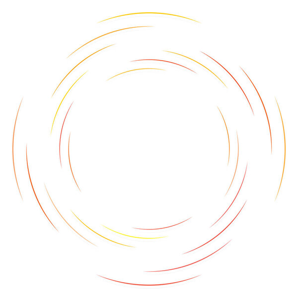 Абстрактный концентрический круг. Спираль, вращение, вращение элемента. Круговые и радиальные линии полны, спиральны. Сегментированный круг с вращением. Абстрактные излучающие линии дуги. Геометрическая кохлеарная, вихревая иллюстрация