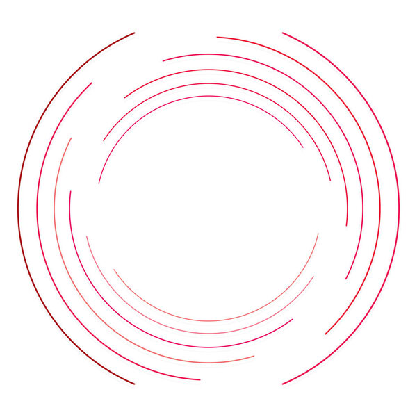 Abstract concentric circle. Spiral, swirl, twirl element. Circular and radial lines volute, helix. Segmented circle with rotation. Abstract radiating arc lines. Geometric cochlear, vortex illustration