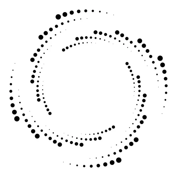 Gestippelde Stippen Spikkels Abstracte Concentrische Cirkel Spiraal Swirl Kronkel Element — Stockvector