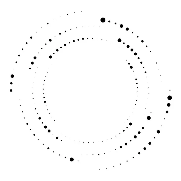 Random Pontilhado Pontos Halftone Speckles Concêntrico Circle Spiral Redemoinho Twirl —  Vetores de Stock