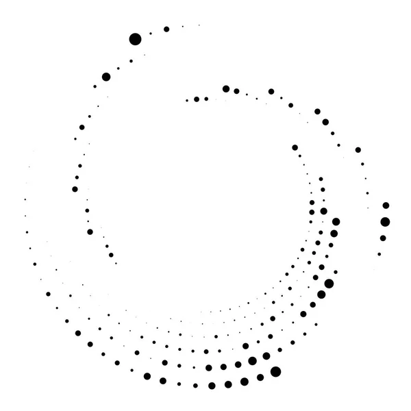 Pointes Aléatoires Points Demi Tons Mouchetures Cercle Concentrique Spirale Tourbillon — Image vectorielle