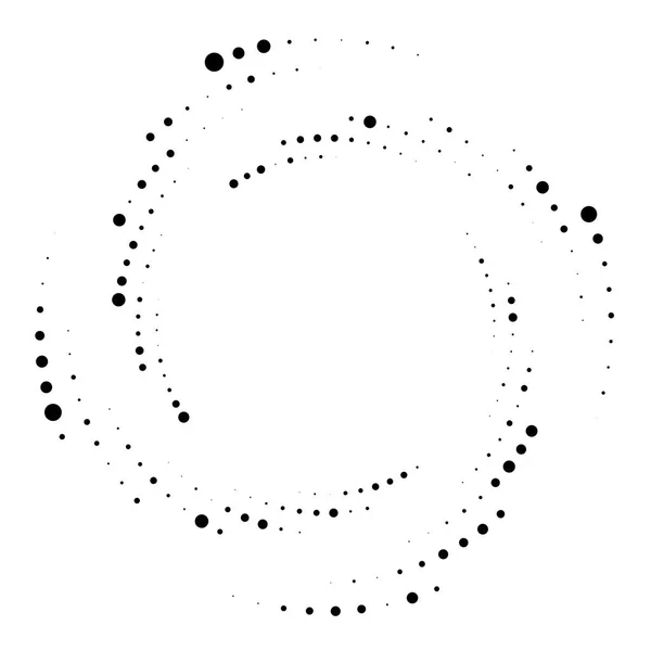 Pointes Aléatoires Points Demi Tons Mouchetures Cercle Concentrique Spirale Tourbillon — Image vectorielle