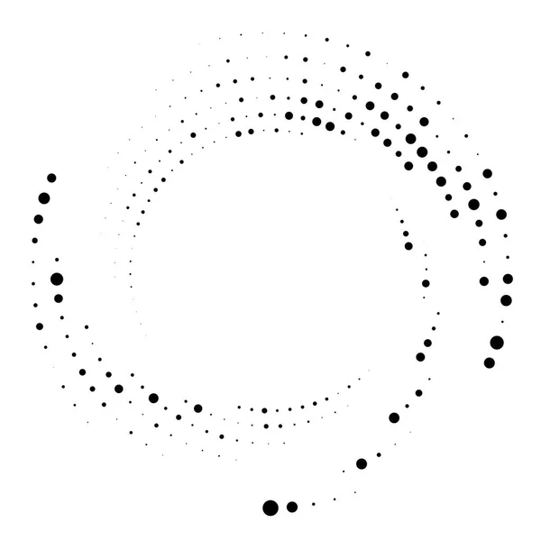 Lunares Aleatorios Puntos Motas Medio Tono Círculo Concéntrico Espiral Remolino — Vector de stock