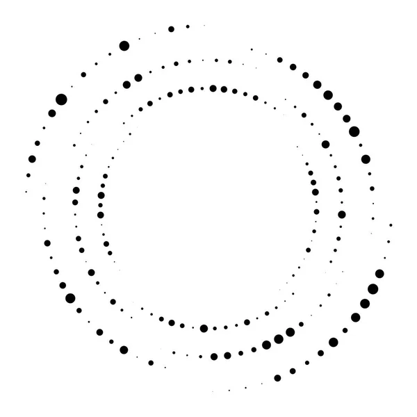 Lunares Aleatorios Puntos Motas Medio Tono Círculo Concéntrico Espiral Remolino — Archivo Imágenes Vectoriales