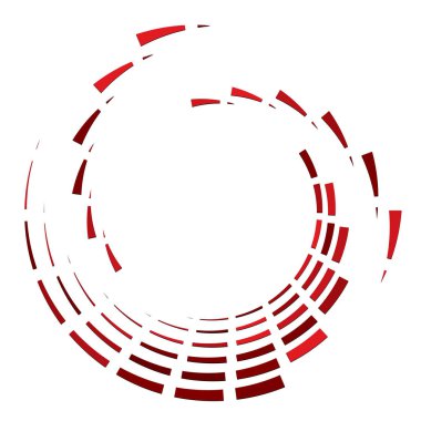 Döndürme ile bölümlenmiş daire. Dairesel ve radyal Kesikli çizgiler volute, sarkıt. Soyut eşmerkezli daire. Spiral, girdap, girdap elementi. Yay çizgileri yayan. Geometrik koklear, girdap illüstrasyon