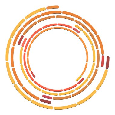 Döndürme ile bölümlenmiş daire. Dairesel ve radyal Kesikli çizgiler volute, sarkıt. Soyut eşmerkezli daire. Spiral, girdap, girdap elementi. Yay çizgileri yayan. Geometrik koklear, girdap illüstrasyon