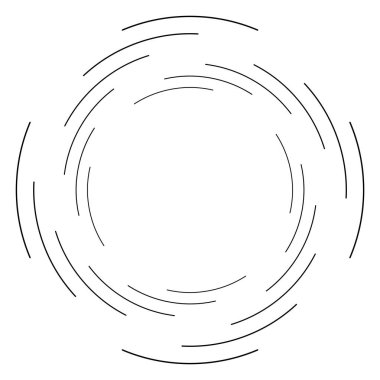 Soyut eşmerkezli daire. Sarmal, girdap, dönme elementi. Dairesel ve radyal çizgiler volta atar, sarmal. Dönüşümlü bölünmüş daire. Yayılan soyut yay çizgileri. Geometrik koklear, girdap çizimi