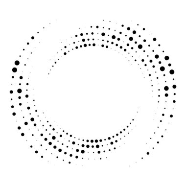 Rastgele noktalı, nokta, yarı ton benekler eşmerkezli daire. Spiral, girdap, girdap elementi. Dairesel ve radyal çizgiler volute, sarlis. Döndürme ile bölümlenmiş daire. Yay yayı yayı. Koklear, girdap illüstrasyon