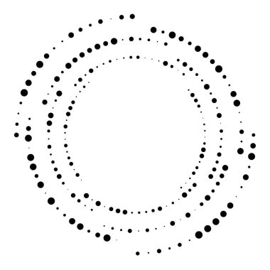 Rastgele noktalı, nokta, yarı ton benekler eşmerkezli daire. Spiral, girdap, girdap elementi. Dairesel ve radyal çizgiler volute, sarlis. Döndürme ile bölümlenmiş daire. Yay yayı yayı. Koklear, girdap illüstrasyon