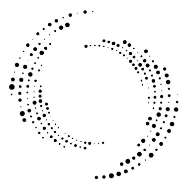 Rastgele noktalı, nokta, yarı ton benekler eşmerkezli daire. Spiral, girdap, girdap elementi. Dairesel ve radyal çizgiler volute, sarlis. Döndürme ile bölümlenmiş daire. Yay yayı yayı. Koklear, girdap illüstrasyon