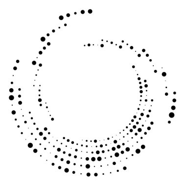 Rastgele noktalı, nokta, yarı ton benekler eşmerkezli daire. Spiral, girdap, girdap elementi. Dairesel ve radyal çizgiler volute, sarlis. Döndürme ile bölümlenmiş daire. Yay yayı yayı. Koklear, girdap illüstrasyon