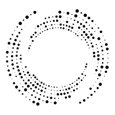 Rastgele noktalı, nokta, yarı ton benekler eşmerkezli daire. Spiral, girdap, girdap elementi. Dairesel ve radyal çizgiler volute, sarlis. Döndürme ile bölümlenmiş daire. Yay yayı yayı. Koklear, girdap illüstrasyon