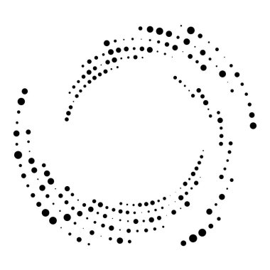 Rastgele noktalı, nokta, yarı ton benekler eşmerkezli daire. Spiral, girdap, girdap elementi. Dairesel ve radyal çizgiler volute, sarlis. Döndürme ile bölümlenmiş daire. Yay yayı yayı. Koklear, girdap illüstrasyon