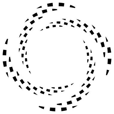 Döndürme ile bölümlenmiş daire. Dairesel ve radyal Kesikli çizgiler volute, sarkıt. Soyut eşmerkezli daire. Spiral, girdap, girdap elementi. Yay çizgileri yayan. Geometrik koklear, girdap illüstrasyon