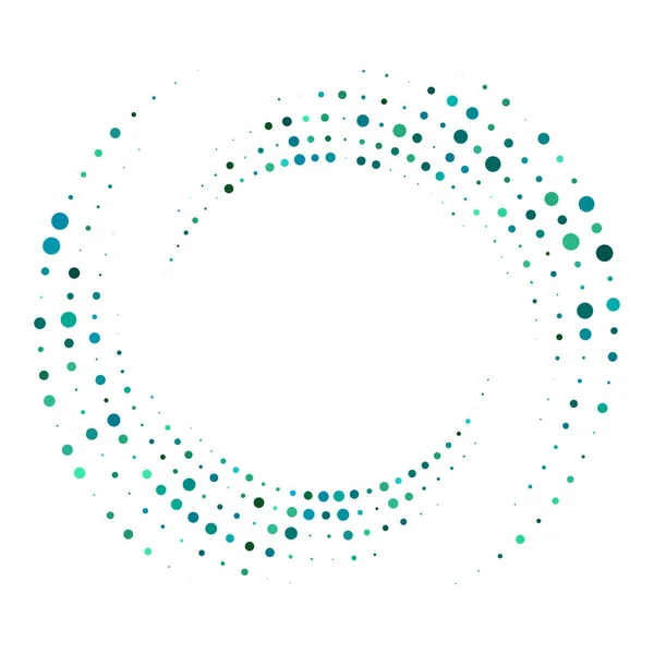 Lunares Aleatorios Puntos Motas Medio Tono Círculo Concéntrico Espiral Remolino — Vector de stock