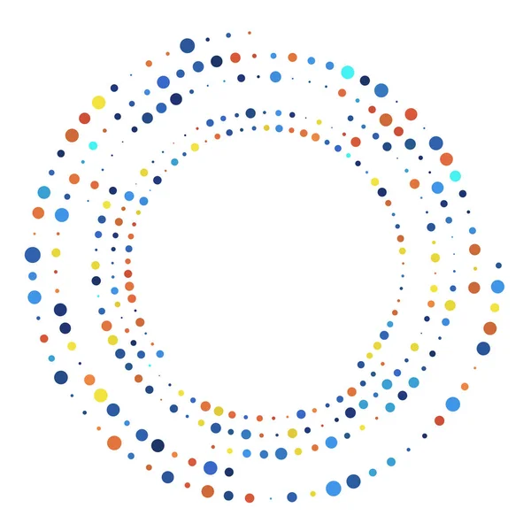 Lunares Aleatorios Puntos Motas Medio Tono Círculo Concéntrico Espiral Remolino — Archivo Imágenes Vectoriales