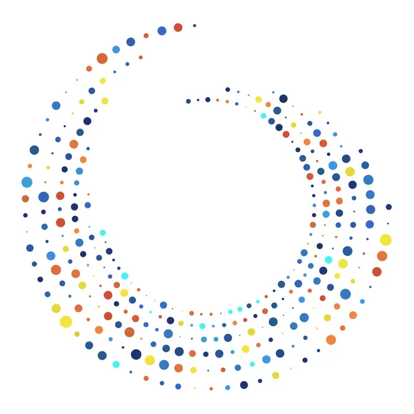 ランダムな点線 ハーフトーンの斑点同心円 スパイラル 旋回要素 円形および放射状の線は らせんを渦巻く 回転を使用してセグメント化された円 放射円弧 コクレア 渦イラスト — ストックベクタ