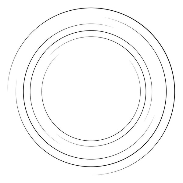 Abstract concentric circle. Spiral, swirl, twirl element. Circular and radial lines volute, helix. Segmented circle with rotation. Abstract radiating arc lines. Geometric cochlear, vortex illustration