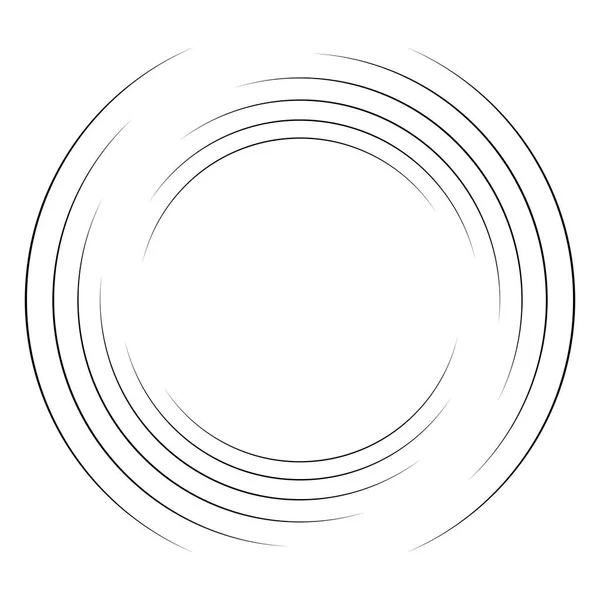 同心圆 螺旋形 螺旋形 螺旋形元素 圆形和径向线体积 螺旋形 带旋转的分段圆 辐射弧线 几何耳蜗 涡旋图解 — 图库矢量图片