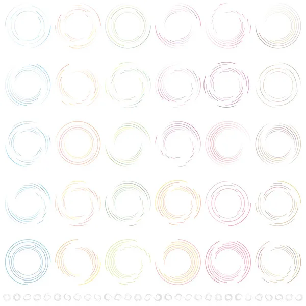 Abstrakt Koncentrisk Cirkel Spiral Virvlande Virvlande Element Cirkulära Och Radiella — Stock vektor