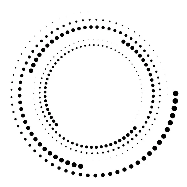 Gestippelde Stippen Spikkels Abstracte Concentrische Cirkel Spiraal Swirl Kronkel Element — Stockvector