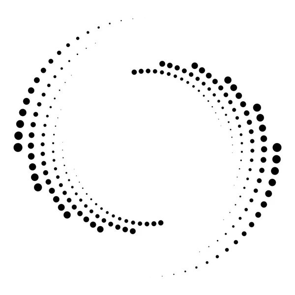 Gestippelde Stippen Spikkels Abstracte Concentrische Cirkel Spiraal Swirl Kronkel Element — Stockvector