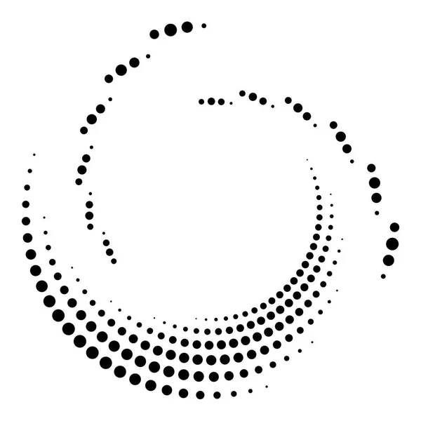 Gepunktet Punkte Flecken Abstrakte Konzentrische Kreis Spiralförmig Wirbelnd Wirbelnd Element — Stockvektor