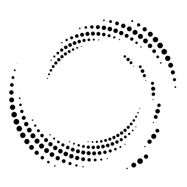 Gestippelde Stippen Spikkels Abstracte Concentrische Cirkel Spiraal Swirl Kronkel Element — Stockvector