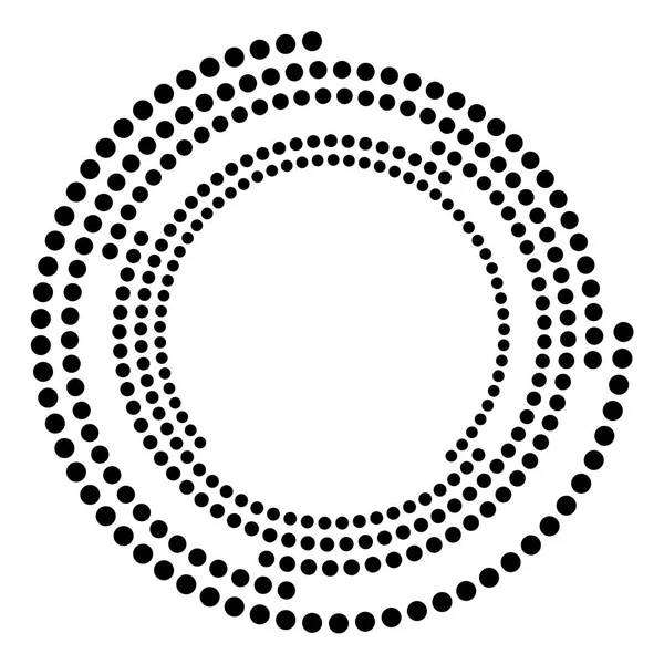Gestippelde Stippen Spikkels Abstracte Concentrische Cirkel Spiraal Swirl Kronkel Element — Stockvector