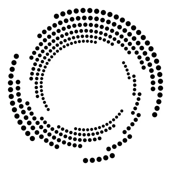 Gestippelde Stippen Spikkels Abstracte Concentrische Cirkel Spiraal Swirl Kronkel Element — Stockvector