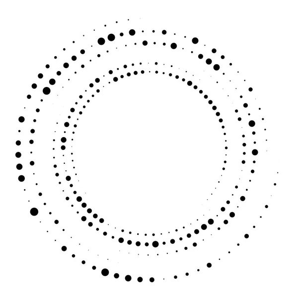 ランダムな点線 ハーフトーンの斑点同心円 スパイラル 旋回要素 円形および放射状の線は らせんを渦巻く 回転を使用してセグメント化された円 放射円弧 コクレア 渦イラスト — ストックベクタ