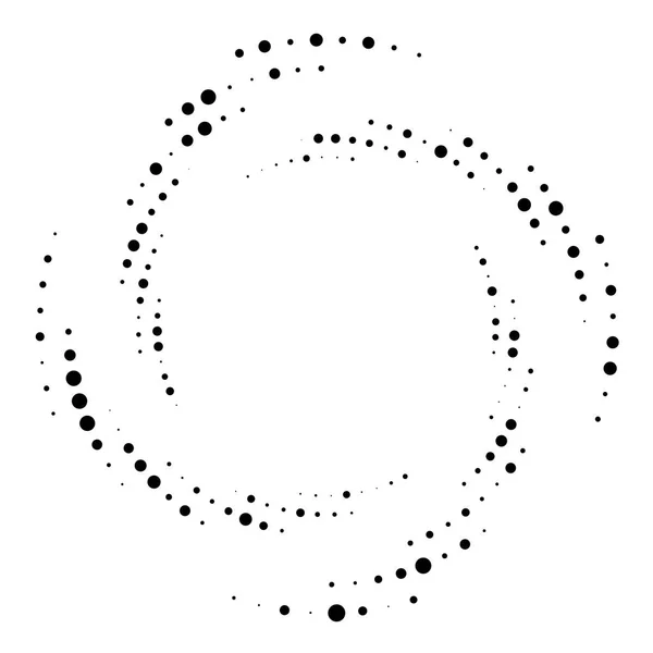 Willekeurige Gestippelde Stippen Halftoon Spikkels Concentrische Cirkel Spiraal Swirl Kronkel — Stockvector