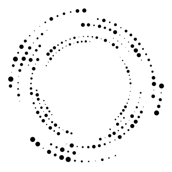 Náhodné Tečkované Tečky Polotóny Soustředné Kružnice Spirála Spirála Zkroucení Kruhové — Stockový vektor