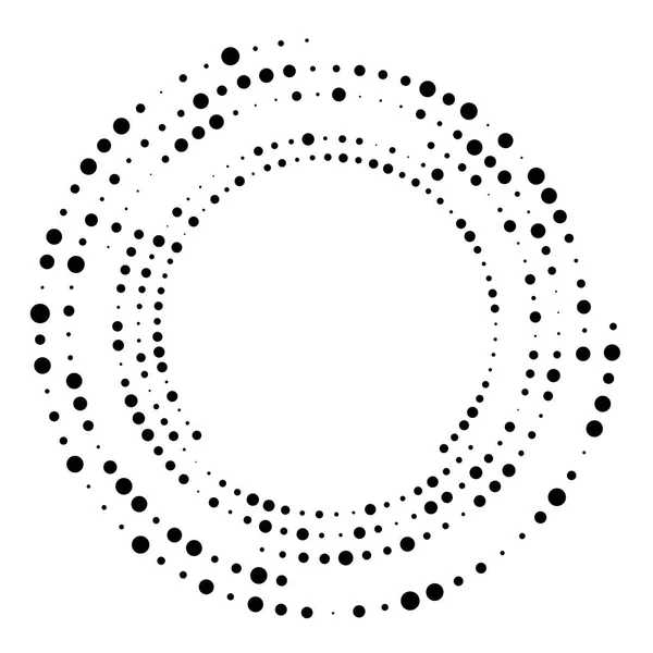 Random Pontilhado Pontos Halftone Speckles Concêntrico Circle Spiral Redemoinho Twirl — Vetor de Stock