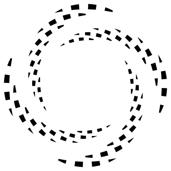 带旋转的分割圆 圆形和径向虚线卷 螺旋线 抽象同心圆 旋转元素 辐射弧线 几何耳蜗 涡流图 — 图库矢量图片