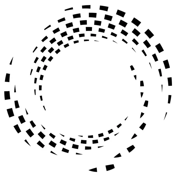 Cerchio Segmentato Con Rotazione Circolare Radiale Linee Tratteggiate Volute Elica — Vettoriale Stock