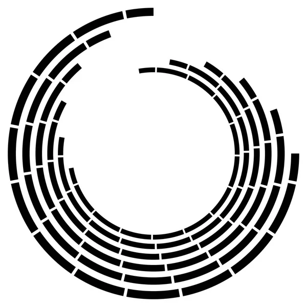 Cercle Segmenté Avec Rotation Lignes Pointillées Circulaires Radiales Volute Hélice — Image vectorielle