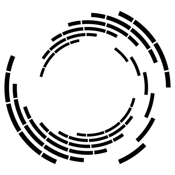 回転を使用してセグメント化された円 円形および放射状の破線は 渦巻き らせん 抽象的な同心円 スパイラル 旋回要素 円弧線を放射する 幾何学的な内皮 渦のイラスト — ストックベクタ