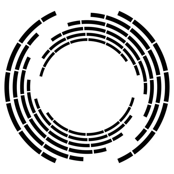 Cerchio Segmentato Con Rotazione Circolare Radiale Linee Tratteggiate Volute Elica — Vettoriale Stock