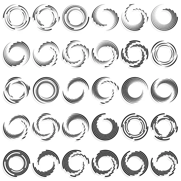 Abstract Concentric Circle Spiral Swirl Twirl Element Circular Radial Lines — Stock Vector