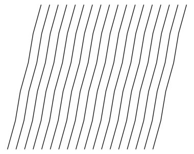 Soyut dalgalı, sallayarak (zikzak) çizgiler elemanı. Dikey çizgiler, dalgalı çizgiler, düz bozulma etkisi. Kıvrımlı, kıvrımlı paralel çizgiler. Salınım, darbe çözgü etkisi elemanı